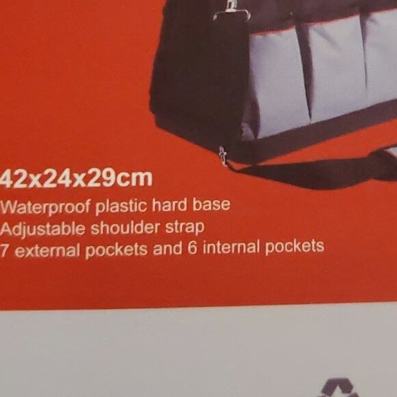 16 Inch Tool Bags for Men Heavy Duty Wide Mouth Tool Storage Bag with 14 Pockets - Picture 3 of 6